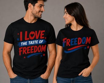 I Love The Taste of Freedom PNG, 4th of July Couple Shirt Design, Patriotic Sublimation, Retro Independence Day DTF, USA 250th Anniversary