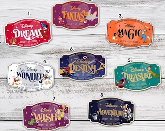 Aangepaste scheepsnaam passagiershutmagneet, gepersonaliseerd decor cruisedeur, Treasure Destiny Adventure-plaquette, DCL-bord souvenir familie-uitstapje