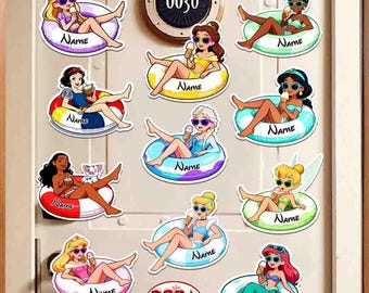 200+ Disney-figuren Summer Cruise-magneet, zwemdobbers Mickey en vrienden, gepersonaliseerde 1e cruisemagneet, Disney Family Cruise-magneet