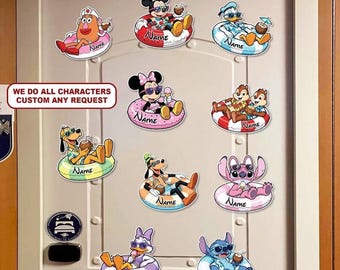 Magnete personalizzato per porta della nave da crociera Disney con Topolino e i suoi amici, decorazione personalizzata per la cabina della Disney Cruise Line, magnete per viaggio Disney
