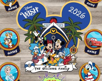 Imán personalizado para el primer crucero de Disney, letrero personalizado para la puerta de vacaciones familiares, imán para la puerta del crucero de Disney, flotador de piscina con forma de anillo de Mickey y sus amigos.