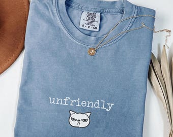 Camiseta de gato antipático, camiseta para introvertidos, camiseta antisocial, camiseta divertida minimalista de gato, camiseta sarcástica, regalo para la ansiedad social, camiseta linda y grosera