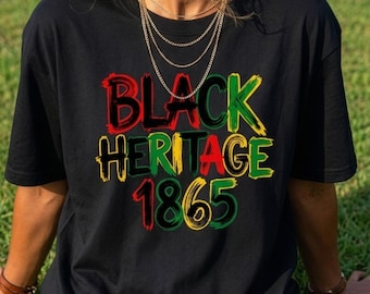 Camiseta Herencia Negra 1865, camiseta Juneteenth, camiseta de la Libertad de la Historia Negra, camiseta del Orgullo Afroamericano, camiseta vintage