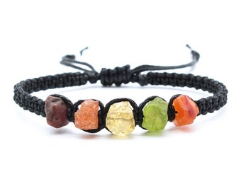 Leo Raw Gemstone Bracelet - Ruby - Sunstone - Citrine - Peridot - Carnelian