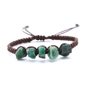Raw Emerald Bracelet - May Birthstone