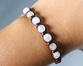 Handmade Moonstone Bracelet: Woven Cord, Intuition Stone