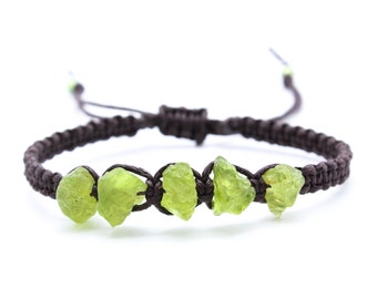 Raw Peridot Bracelet - August Birthstone