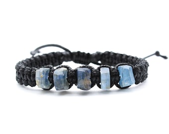 Raw Blue Kyanite Bracelet - Thick Gemstone Bracelet