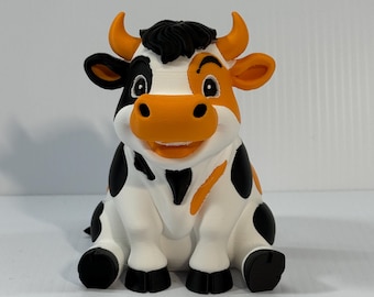 Figura de vaca impresa en 3D / Decoración de animales de granja estilo Kawaii, filamento PLA+
