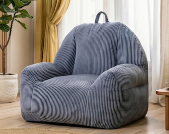 Sillón puff de pana para adultos, cómodo asiento tipo puf de suelo, cojín para muebles de juego