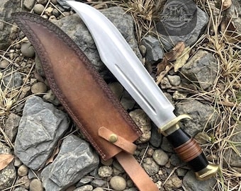 Cuchillo Bowie de Crocodile Dundee para caza, pulido espejo, incluye funda de cuero