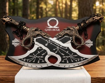 God of War Blade of Chaos Replica: Twin Carbon Steel Fantasy Swords with Chains