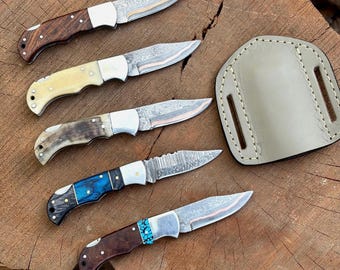 Personalisierte Damast Taschenklappmesser, Holzgriff, benutzerdefinierte freie Gravur, Back lock, Groomsmen Geschenk