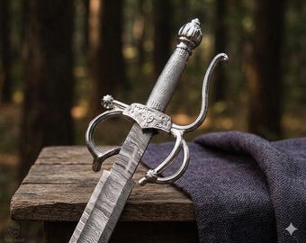 Handgeschmiedetes Damaszener Stahl Zoro Schwert mit Lederscheide - Cosplay Display
