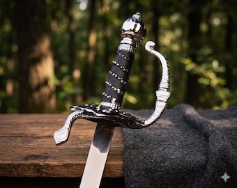 Handgeschmiedetes Damaszener Stahl Zoro Schwert mit Lederscheide - Cosplay Display