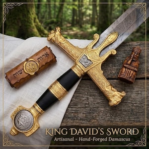 Handmade Damascus Steel King Solomon Sword | Star of David Pommel Decorative Collectible / Cosplay Prop