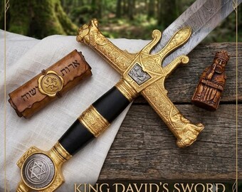 Handmade Damascus Steel King Solomon Sword | Star of David Pommel Decorative Collectible / Cosplay Prop