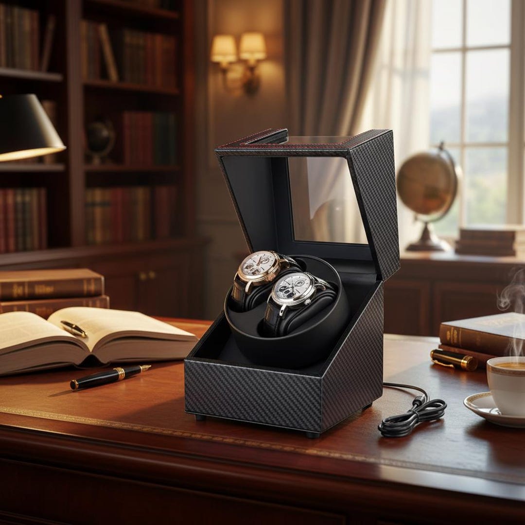 Carbon Fiber Watch Winder | Dual Automatic Watch Box | Luxury Display ...