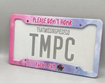 Alsjeblieft niet toeteren I Will Cry Nummerplaat Frame Hamster Meme Grappig Auto Accessoire Decor Sarcastisch Nieuwe Drive Plate Cover Gag Cadeau voor haar