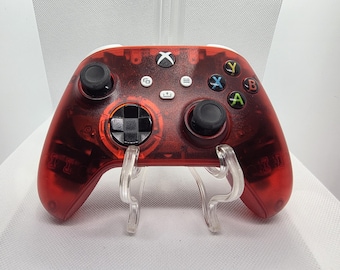 Kundenspezifischer transparenter rubinroter Controller für Box und Serie X / S | Verbesserte Hall-Effekt-Joysticks (kein Drift) | Transparente Schale