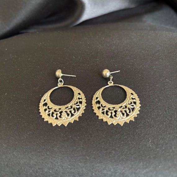 Vintage Ruby Lane Silver drop dangle earrings fil… - image 3