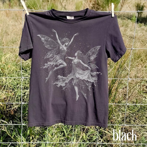 Grunge Dancing Fairies T-Shirt, Fairycore Graphic Tee, Faerie Dark Gothic Aesthetic