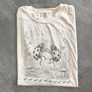 Comfort Colors Dancing Ladybug Shirt, Cottagecore Nature Graphic Tee