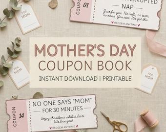 Libretto di coupon per la festa della mamma Coupon stampabili Download immediato Regalo di compleanno per la mamma Regalo per la sua prima festa della mamma Buono di apprezzamento per la moglie Tutto