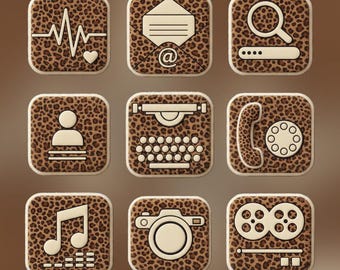 Paquete de interfaz de usuario Urban Leopard: 126 iconos marrones de lujo para la pantalla de inicio de iOS y Android