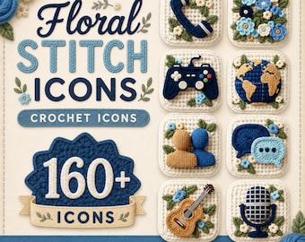 Iconos de puntadas florales: más de 160 iconos de aplicaciones de crochet para iOS y Android