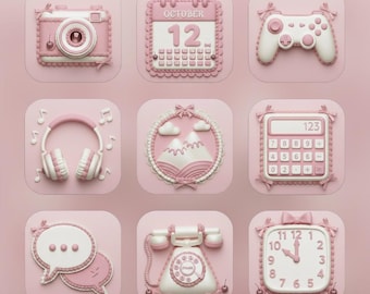 Pink Lace Dreams App Icons - 230+ Kokette Ästhetik Icon Pack, Kawaii Bow Pastel Icons