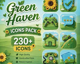 Paquete de iconos Green Haven con más de 230 iconos florales verdes para iOS y Android.