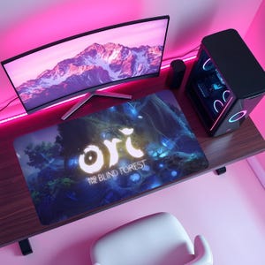 Alfombrilla de ratón de Ori and the Blind Forest, tapete de escritorio para juegos de fantasía, alfombrilla de ratón Ori, configuración de juego estética, tapete de escritorio Nature Glow, regalo para gamers
