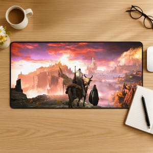 Elden Ring Mauspad, Dark Fantasy Mousepad, Gothic ästhetik Schreibtischset, stimmungsvolle Fantasy Schreibtischdekoration, Gamer Geschenk