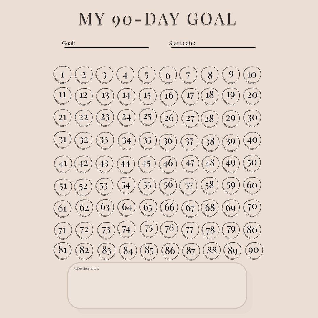 90 Day Goal Tracker Printable | Minimalist Habit Tracker | Productivity ...
