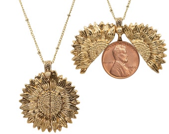 Sunflower Year To Remember Lucky Penny Coin Pendant Necklace