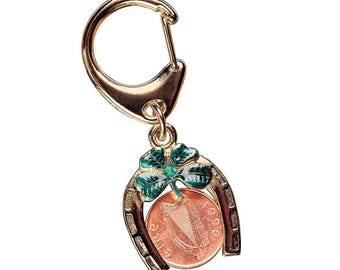 Horseshoe Lotto Scratcher Coin Keychain with Lucky Irish Penny Keyring