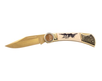Year to Remember Lincoln Penny American Bald Eagle Folding Pocketknife