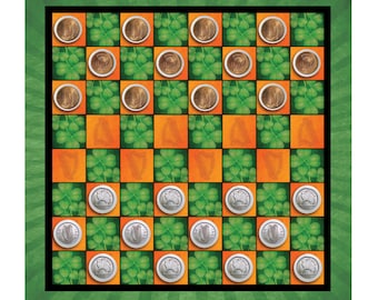 Irish Penny and Three Pence Coin Checker Set Family Game