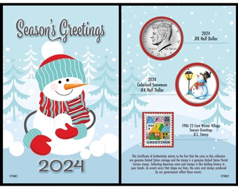 2024 Snowman Coin Collectible JFK Greeting Card