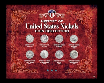 History of United States Nickels Coin Collection in Frame
