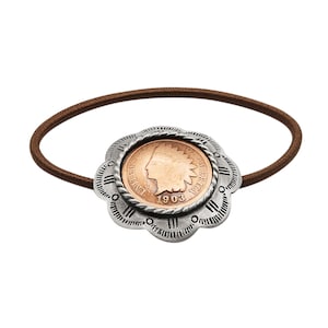 Indian Cent Pewter Blossom Bezel Hair Band Tie