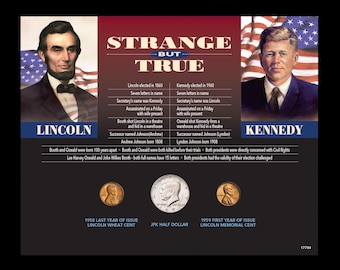 Strange But True Framed Lincoln and JFK Coin Collection