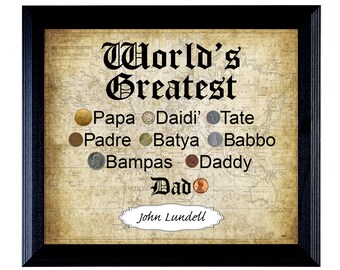 World&#39;s Greatest Dad Personalized Coin Wall Frame
