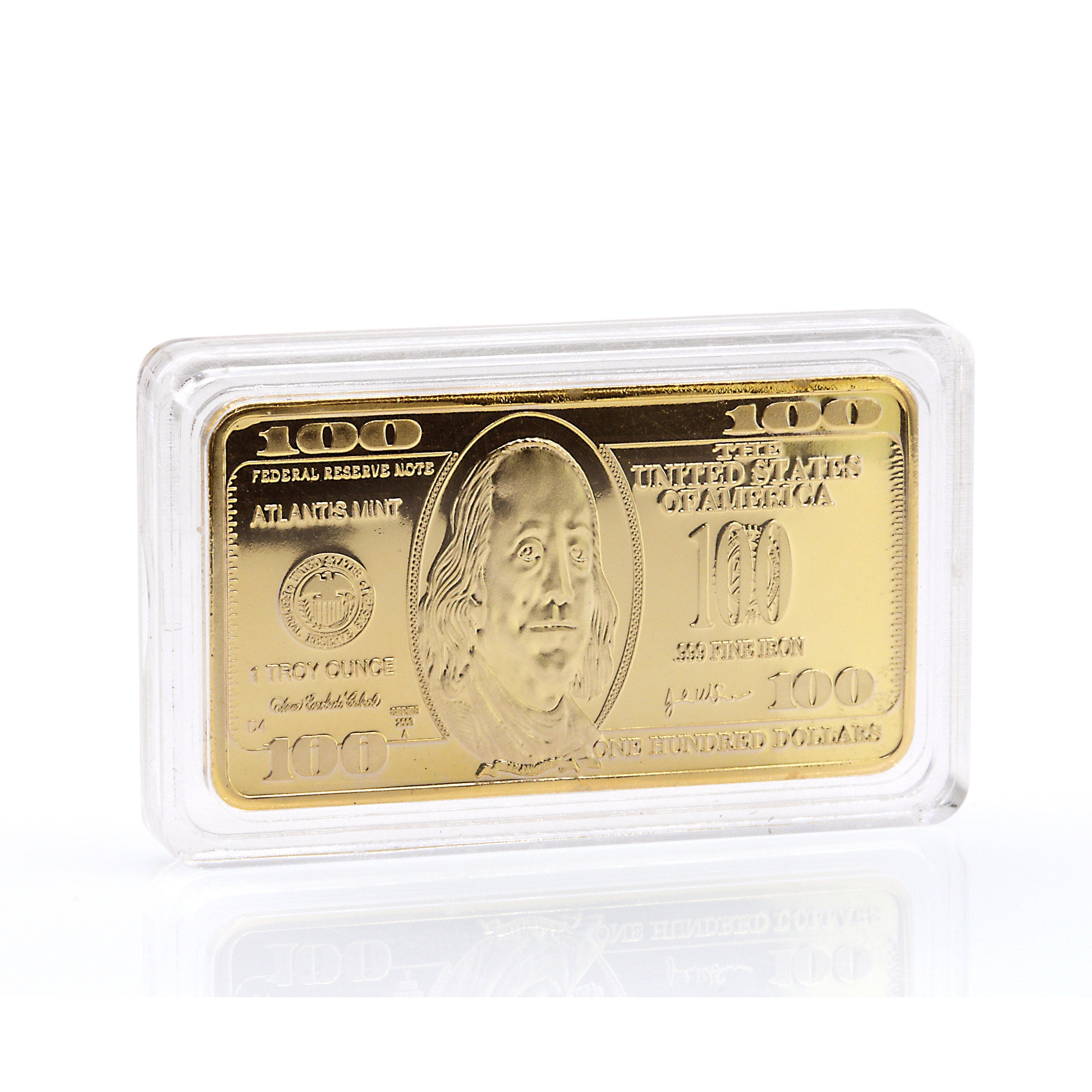 24KT Gold Layered Ben Franklin Bar: One Troy Ounce Novelty Gift - Etsy