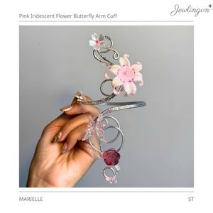 MARIELLE Armstulpe | Rosa schillernde Blumen Schmetterling Armstulpe | Statement Fee Oberarm Manschette | Handmade Charm Arm Band | Schmuckvn