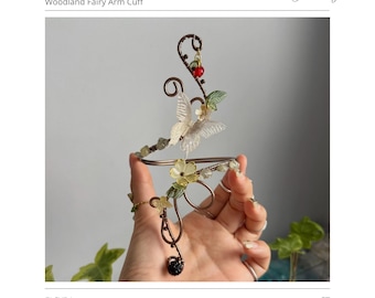 ELSYRA Woodland Fairy Arm Cuff | Butterfly Floral Upper Arm Bracelet | Handmade Nature Statement Jewelry Gift for Her | Jewlingvn
