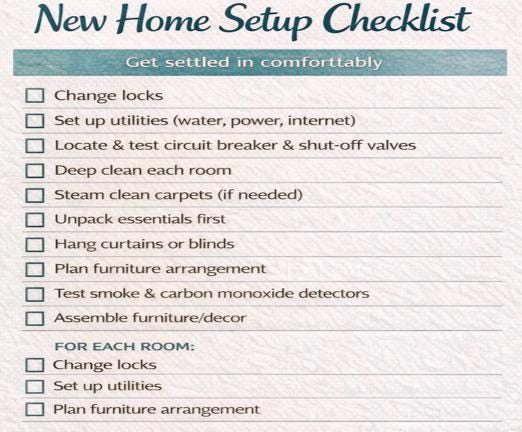 New Home Setup Checklist | Move-in Guide (instant Download PDF) - Etsy