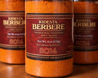 Mezcla de especias Berbere – Auténtico Berbere etíope – Especias etíopes frescas importadas – Condimento tradicional etíope – Frasco de 113 g