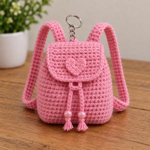 Crochet Mini Backpack Pattern PDF, Mini Backpack Keychain Crochet Pattern, Drawstring Backpack Bag Tutorial, Beginner Crochet Bag Pattern,